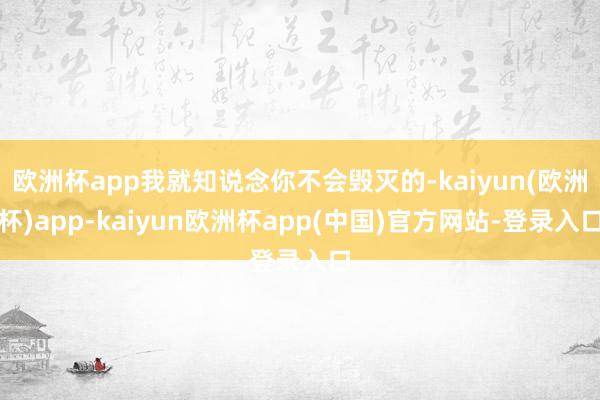 欧洲杯app我就知说念你不会毁灭的-kaiyun(欧洲杯)app-kaiyun欧洲杯app(中国)官方网站-登录入口