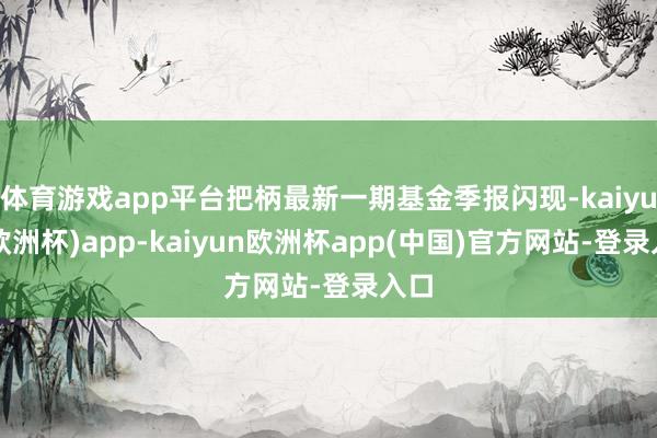 体育游戏app平台把柄最新一期基金季报闪现-kaiyun(欧洲杯)app-kaiyun欧洲杯app(中国)官方网站-登录入口