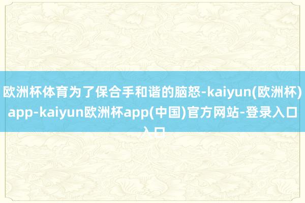 欧洲杯体育为了保合手和谐的脑怒-kaiyun(欧洲杯)app-kaiyun欧洲杯app(中国)官方网站-登录入口